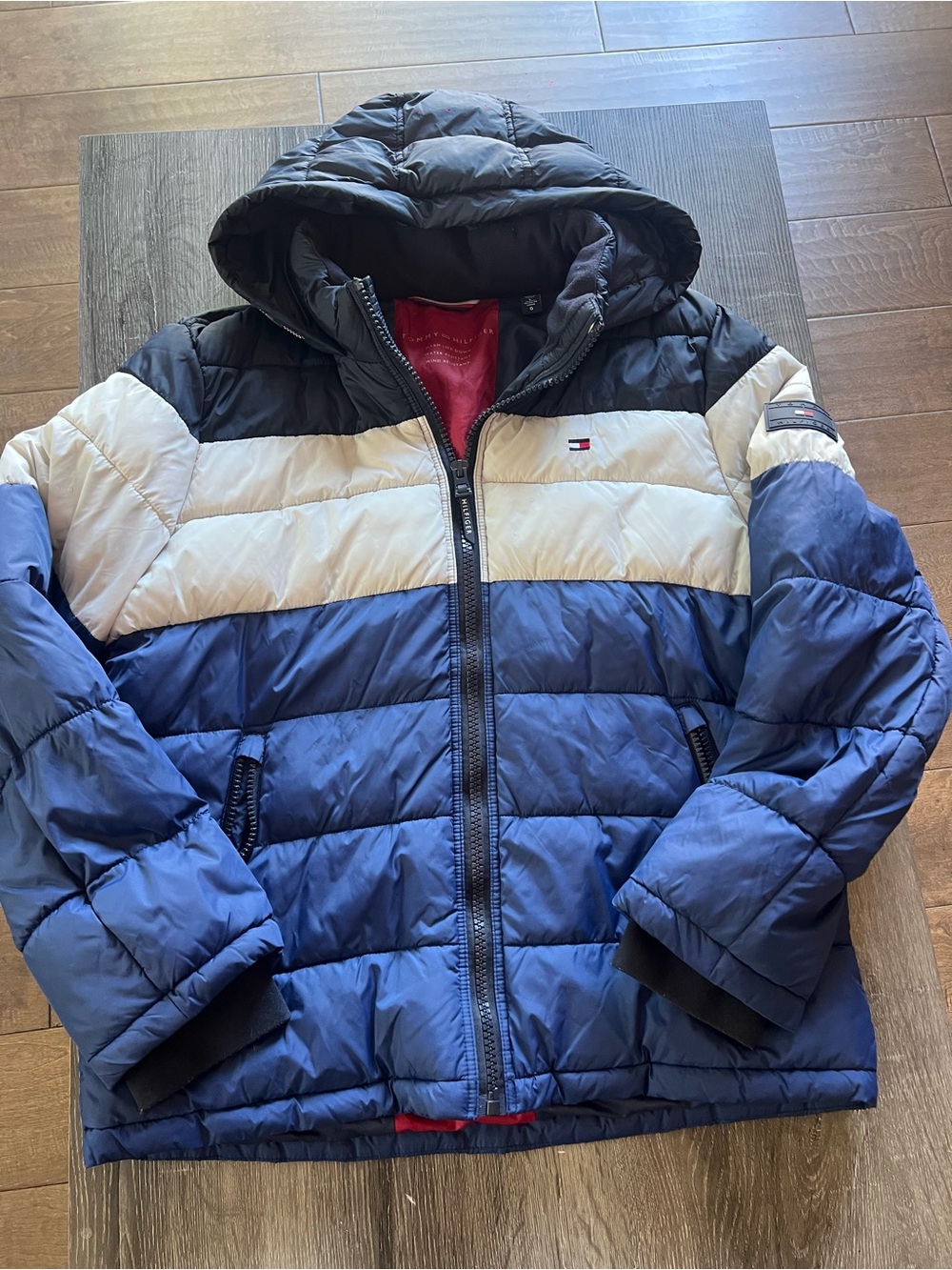 Tommy Hilfiger Men’s Colorblock Hooded Puffer Jacket - Black/Navy/White